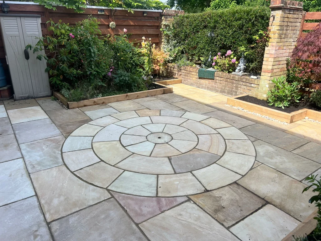 Gorgeous sandstone tiling in circular formation